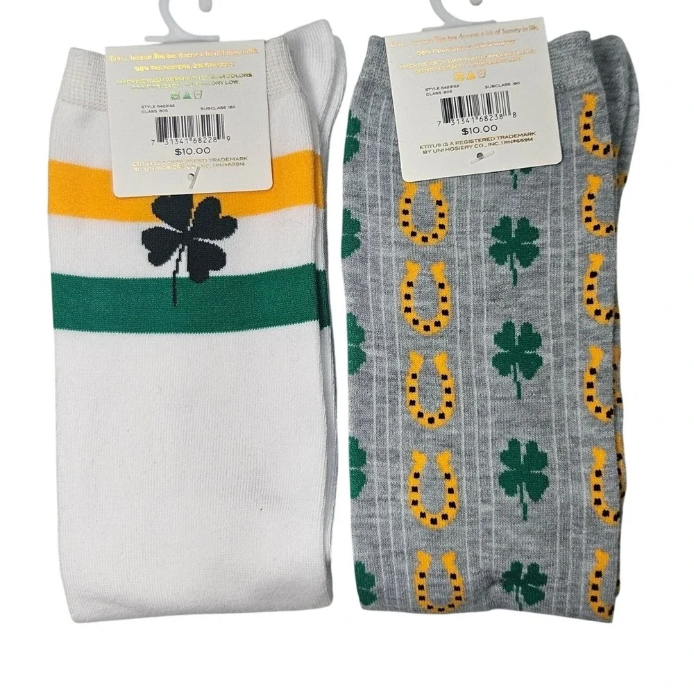 ET TU St Patricks Day Knee High Socks Women's 9‎ 11 Shamrock Horseshoe